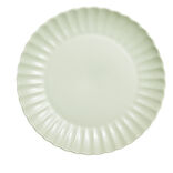 Assiette plate Venise rebord ondul&eacute; fa&iuml;ence vert sauge &Oslash;26cm
