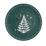 Sous assiette ronde plastique vert motif sapin de No&euml;l &Oslash;33cm