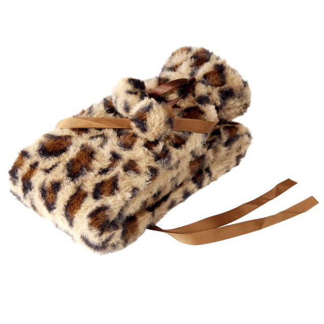 Bouillotte longue XXL 1,8L tissu peluche léopard 10x75cm