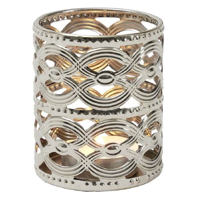 Bougeoir métal ajouré H.6,5 cm