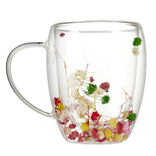 Tasse en verre double paroi avec fleurs séchées 350ml
