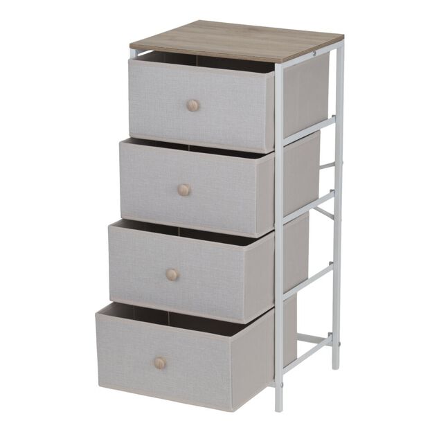 Console de rangement Gabrielle 4 tiroirs en bois blanc et naturel 35xP30xH75cm