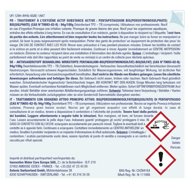 Traitement choc sans chlore pastille 20g Marina 1,2kg