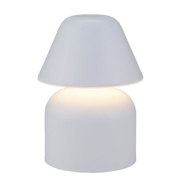 Lampe de table &agrave; poser en plastique blanc &Oslash;12xH17cm