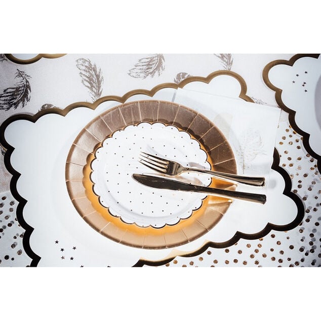 Set de table biscuit blanc bordure dor&eacute; x6