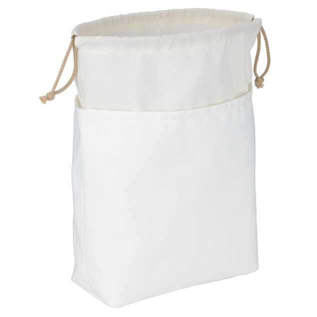 Sac &agrave; pain coton blanc avec lien &agrave; nouer 29x22xH20cm