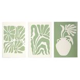 Lot de 3 affiches papier vert et blanc 10x15cm