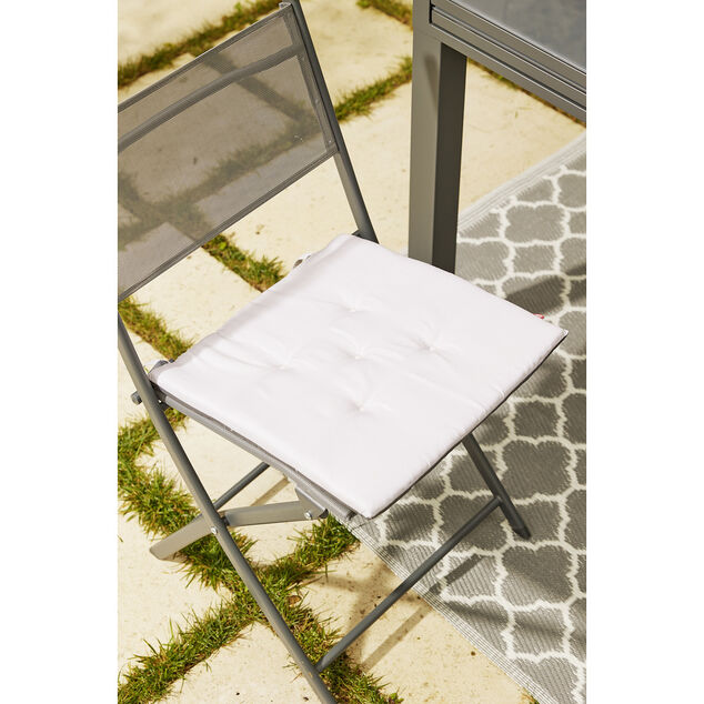 Galette de chaise polyester biface gris et taupe