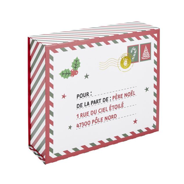 Boîte cadeau Noël pliable fermeture magnétique "De la part de" 30x35cm