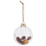 Boule de Noël en verre intérieur fleurs séchées jaune et rouge Ø8cm