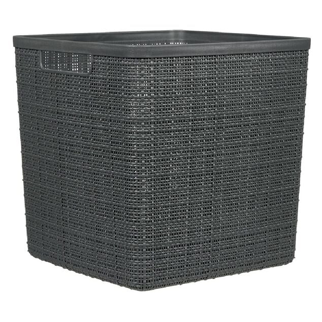 Pani&egrave;re Box Cube effet jute 17L 27x27x27cm gris