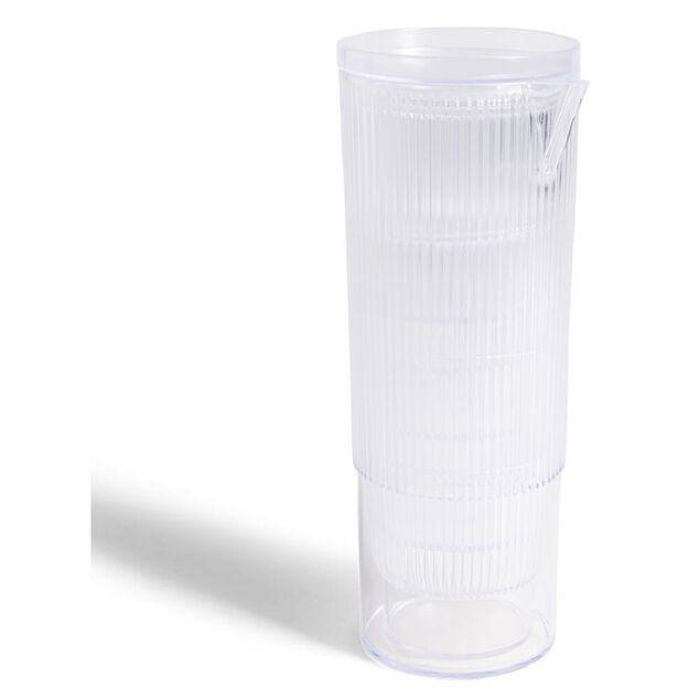 Carafe 1,1L + 4 verres 300mL polystyr&egrave;ne et silicone transparent
