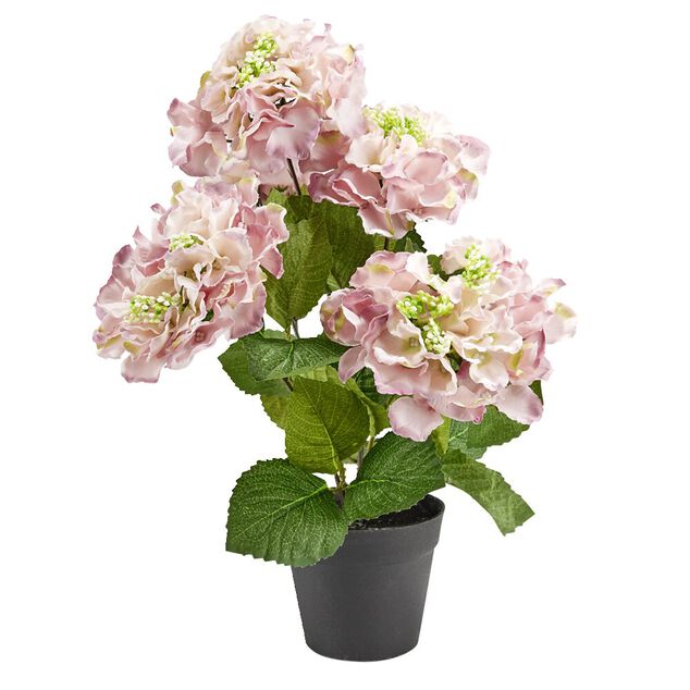 Pot fleur artificielle hortensia rose 5 tiges &Oslash;34xH48cm