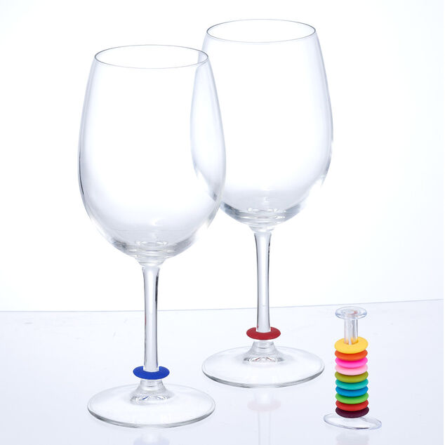 Marqueur multicolore rond pour verre &agrave; pied x12