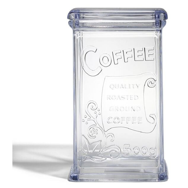 Bo&icirc;te &agrave; caf&eacute; 500g en plastique transparent 11,5x9xH19cm