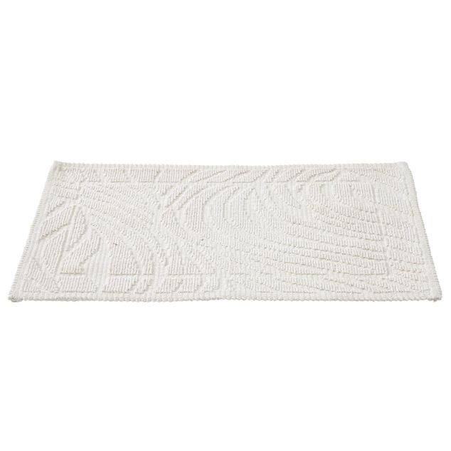 Tapis salle de bain coton relief uni beige 80x50cm