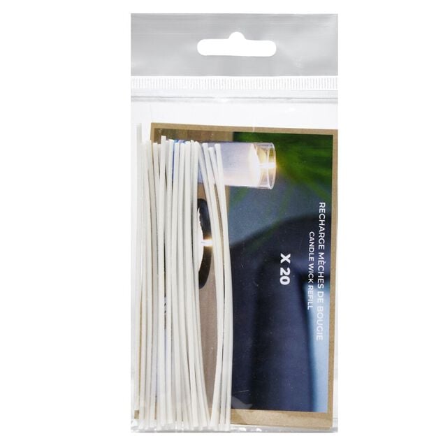 M&egrave;che pour bougie x20 cire blanche
