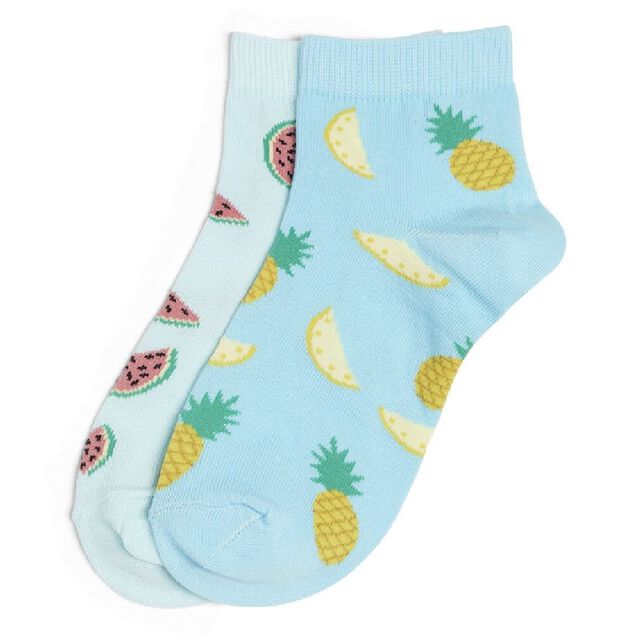 Chaussettes d&eacute;pareill&eacute;es basses motif past&egrave;que/ananas - T36/40