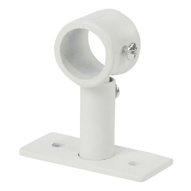 Support court m&eacute;tal blanc pour tringle &agrave; rideau &Oslash;2xL7cm
