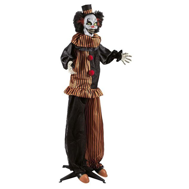 Clown anim&eacute; Halloween lumineux et sonore H170 cm