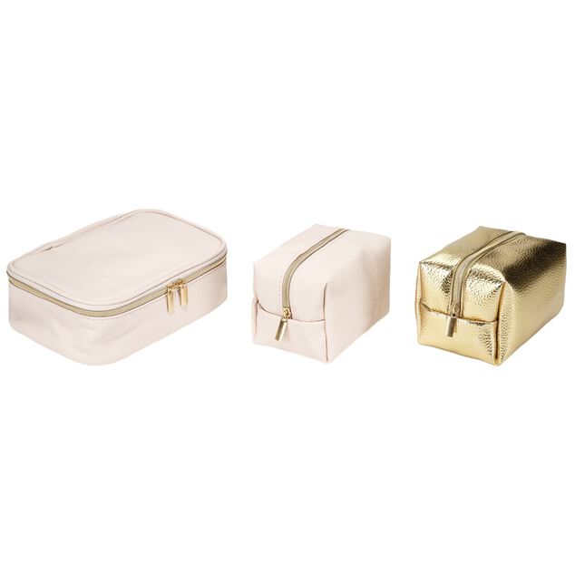 Trousse de toilette 2 compartiments + 3 trousses 22x15xH13cm (3 mod&egrave;les)