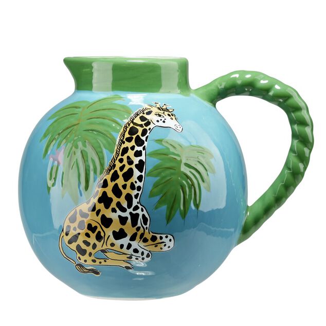 Vase pichet c&eacute;ramique motif animal tropical &Oslash;14,5xH21cm (2 mod&egrave;les)