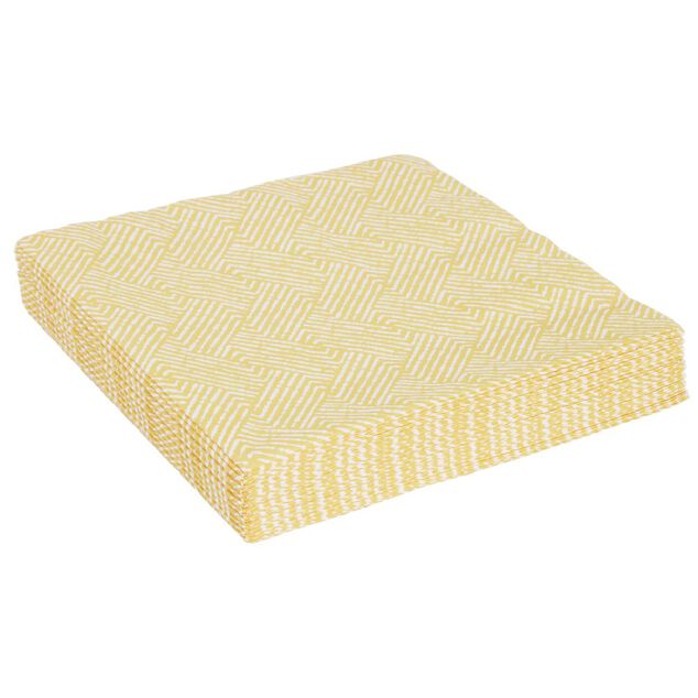 Serviette papier motif géométrique blanc et jaune 33x33cm 3 plis x20