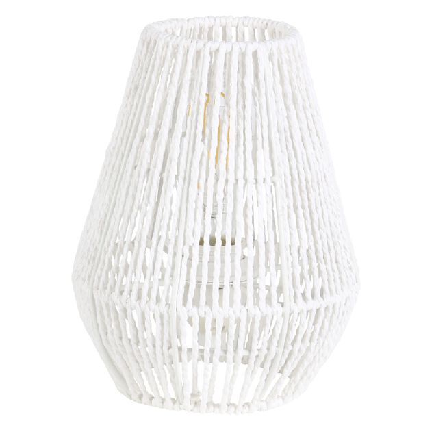 Lampe de chevet avec abat jour en cordage imitation jute blanc