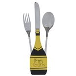 Lot de 4 pochettes à couverts Nouvel an forme bouteille noir et doré