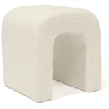 Bout de canap&eacute; Joseph curly effet laine boucl&eacute;e blanc - L40xP40xH45 cm