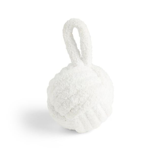 Cale porte noeud 15x15x15cm ciment et polyester effet boucl&eacute; blanc