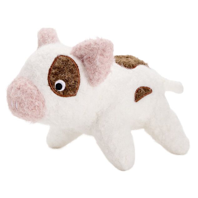 Jouet pour chien peluche fibre cochon blanc L28cm