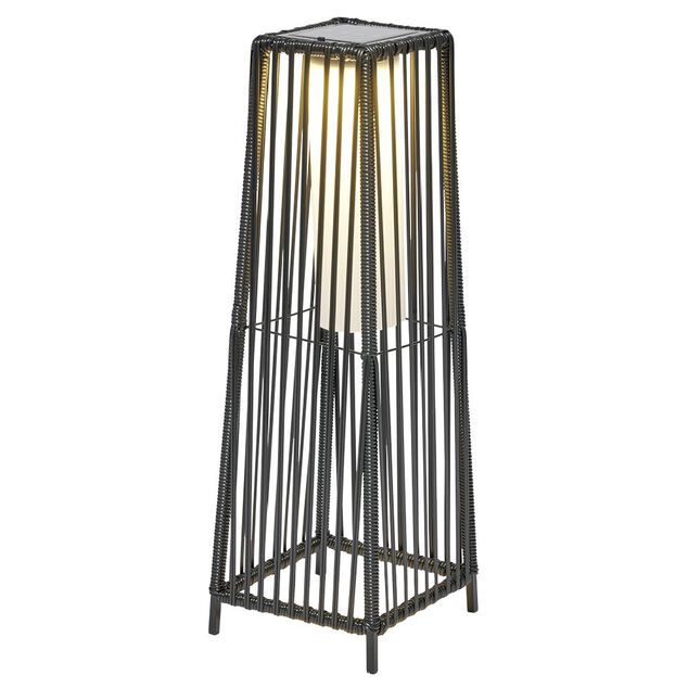 Lampe solaire &agrave; poser urban m&eacute;tal et plastique noir 22x22xH68cm