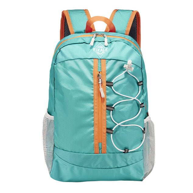 Sac &agrave; dos randonn&eacute;e 20L polyester bleu et orange 27,5x12xH41cm