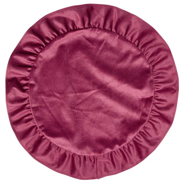 Set de table en velours bord volant&eacute; &Oslash;38 cm rouge