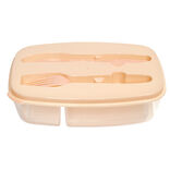 Boîte lunch 1L avec fourchette et couteau 22,5x15,5xH12cm (2 modèles)
