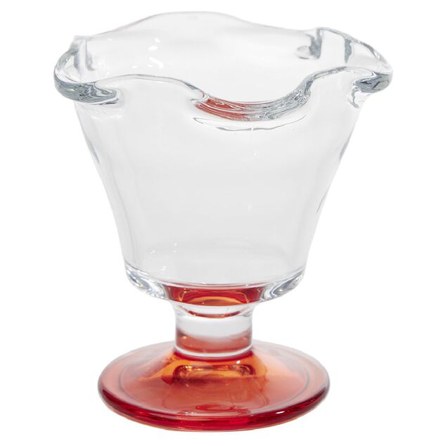 Coupelle &agrave; glace en verre avec pied color&eacute; &Oslash;10,6xH11,7cm