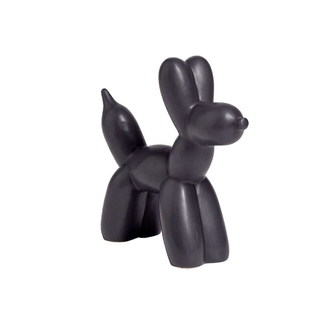 Chien c&eacute;ramique &agrave; poser forme ballon sculpt&eacute; H16,5cm noir ou blanc  - 2 mod&egrave;les