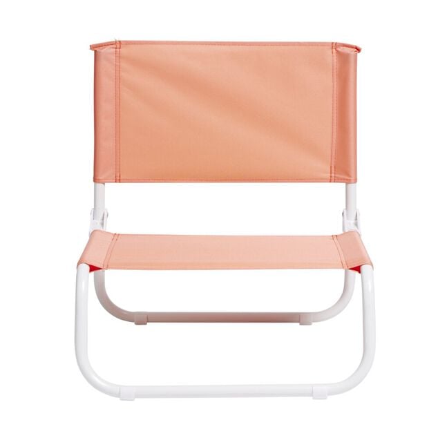 Chaise de plage acier et textil&egrave;ne rouge corail 44x42xH48cm