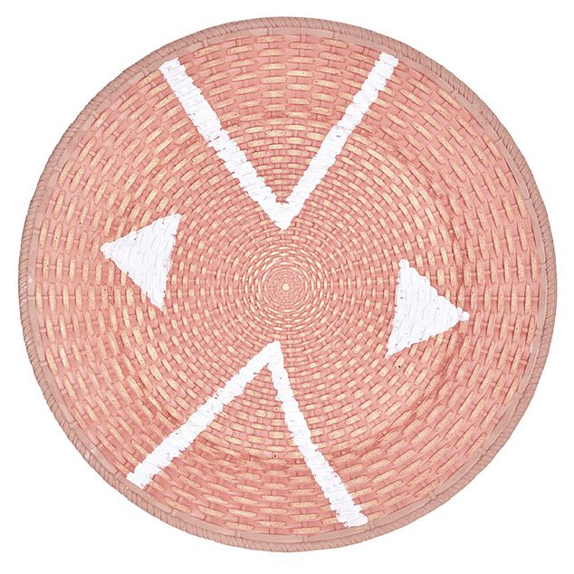 Assiette murale ronde motif g&eacute;om&eacute;trique en mdf
