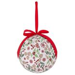 Boule de Noël motif traditionnel houx flocon de neige rouge et blanc Ø12cm