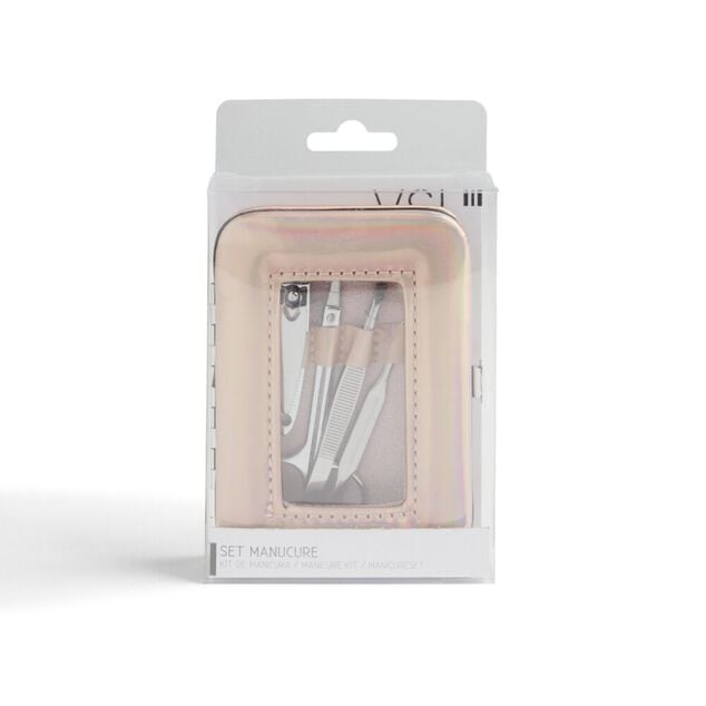 Set manucure 5 pi&egrave;ces avec trousse iridescente - 4 mod&egrave;les