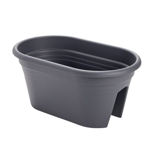 Jardini&egrave;re balcon ovale plastique noir 49x29,5xH22,5cm