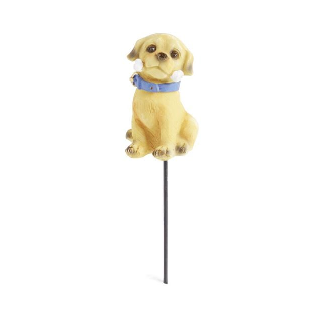 Pic d&eacute;coratif &agrave; planter forme chien plastique 7x4,5x20cm