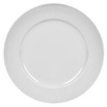 Assiette ronde contour strié gris perle