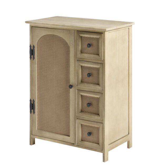 Console Jaya 1 porte et 4 tiroirs bois clair 56xH73x32cm