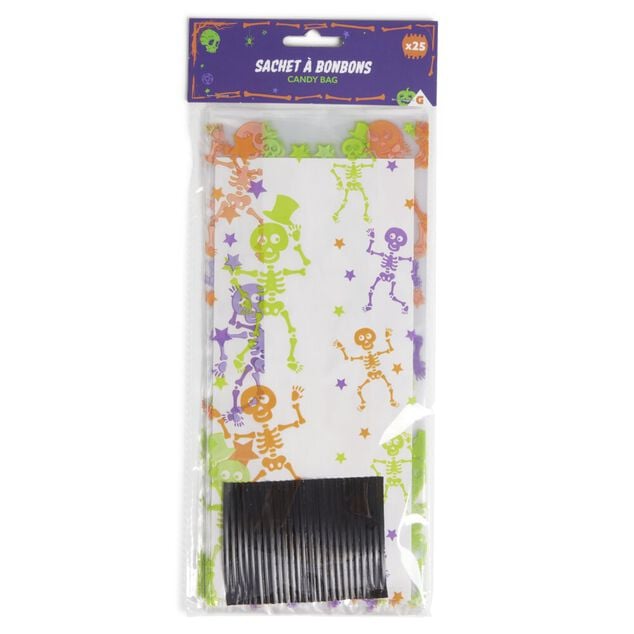 Sachet &agrave; bonbons pour Halloween x25 (3 mod&egrave;les)