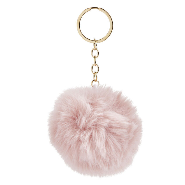 Porte-clé avec pompon doux et métal Ø8cm (3 modèles)