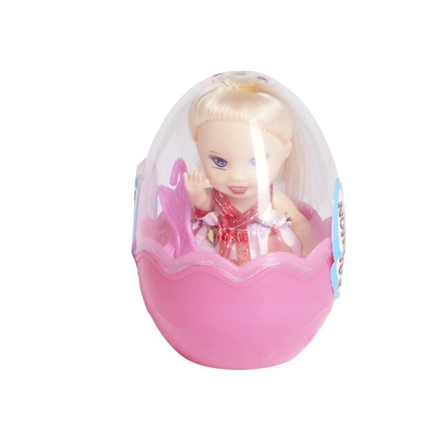 Mini poup&eacute;e dans oeuf &Oslash;5,8xH8,7cm - 4 mod&egrave;les