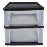 Tour de rangement A4 2 tiroirs noir et transparent 14 L